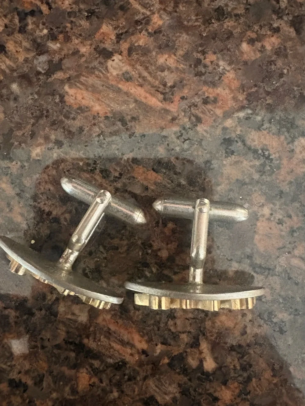 Personalized  with name John cuff links silver and gold colors